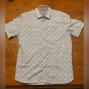 Ted Baker White and Blue Geometric Shirt